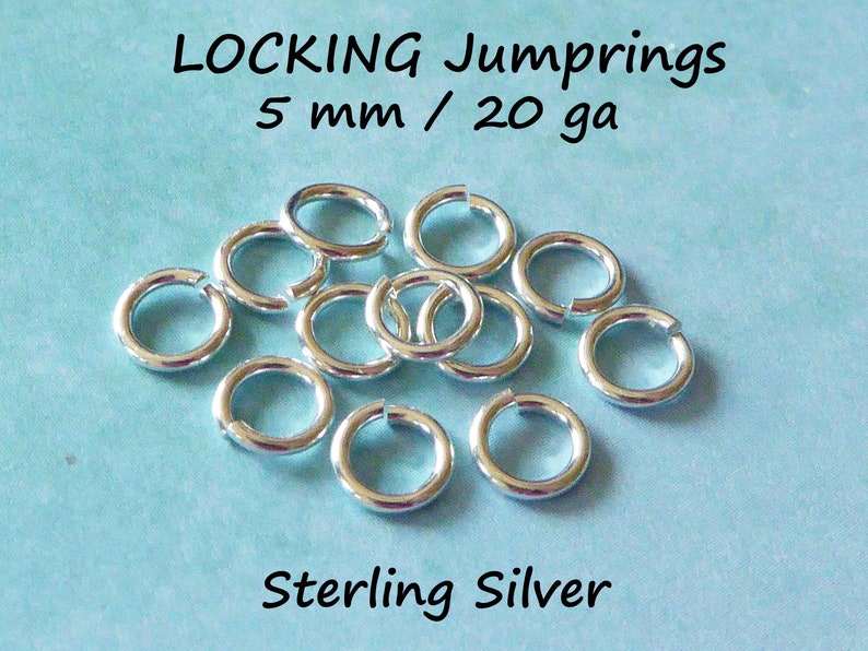 LOCKING JUMPRINGS Jump Rings Jumplocks Jump Locks 5 mm, 20 gauge ga g, OPEN, Sterling Silver 14k Gold Fill Jumprings image 4