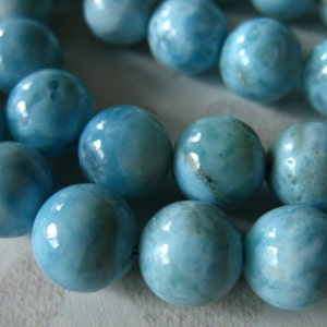 2-50 pieces / LARIMAR Beads, 7 mm Round Smooth Loose Gemstone Beads, LUXE AAA / Aqua Blue, Dominican Republic Gems roundgems.7b true solo image 4