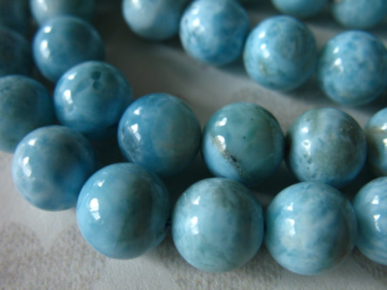 2-50 pieces / LARIMAR Beads, 7 mm Round Smooth Loose Gemstone Beads, LUXE AAA / Aqua Blue, Dominican Republic Gems roundgems.7b true solo image 4