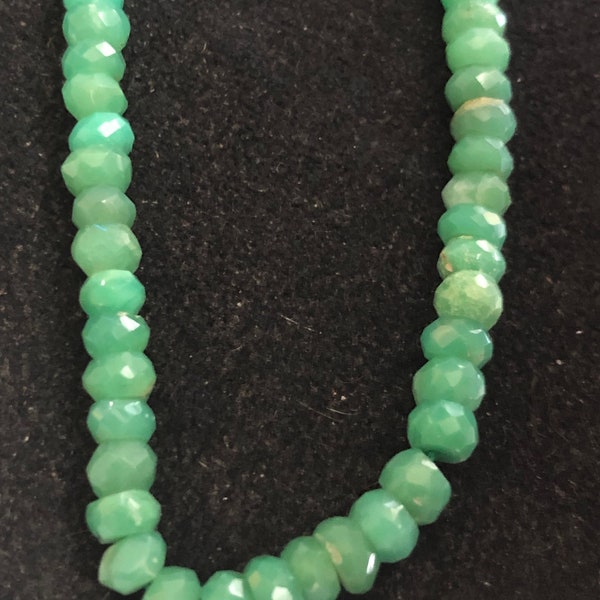 Chrysoprase Loose Gemstone Rondelle Roundels Beads / Half Strand, 6.5" inch, Luxe AAA, 4-4.5 mm / Faceted Light Green Gems May Birthstone tr