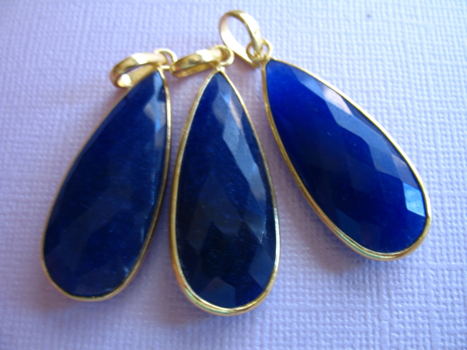 Gemstone Pendant Gemstone Charm, Bezel Pendant Charm, SAPPHIRE, 24k Gold over Sterling Silver, 41x16 mm, gcp5 wf gp ll