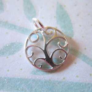 1-10 pc / Sterling Silver Tree of Life Charm Pendant, SCROLL TREE, Family Tree, 15x12 mm woodland nature sf.tree solo tol12 gdc