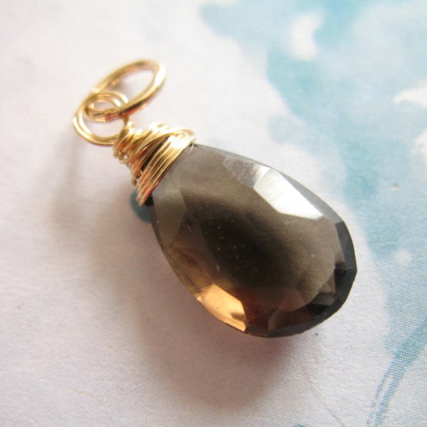 Smokey Quartz SMOKY QUARTZ Charm Pendant Interchangeable Gemstone Jewelry Birthday Mother Nana Sister Bridesmaid Gift  gemdone gd71