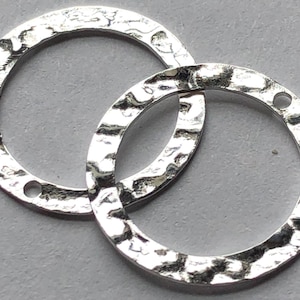 1-25 Stück, Kreis Link Charm Anhänger Kettenglied Stecker / Sterling Silber oder 22kt vergoldet, 18 mm, gehämmert / Grosshandel n18