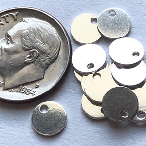 Disques en argent sterling de 6 mm, paillettes, étiquettes / 10-100 pcs / 24 ga / Remise sur le gros / Disque rond rond / Objets bruts en gros6 ..