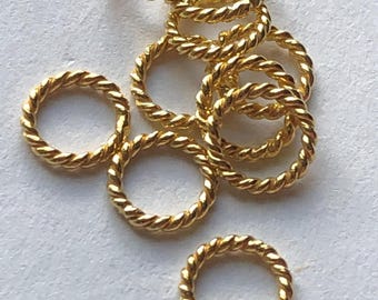 7mm Vermeil Twisted Jump Rings: 18 Gauge Gold Connectors