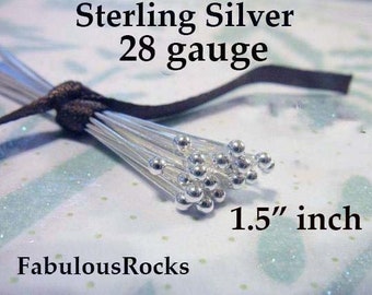 50-500 Stück / Sterling Silber Ball HeadPin Kugel Pins Kugelstifte Kopf Pins Bulk, 28 ga Gauge, 37 mm, 1,5" Zoll, Großhandel SHP28.37 solo wp h 28h