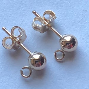 1-10 pairs / BALL POST Earwires Earrings, 4 mm Ball /  Sterling Silver or 14k Gold Fill & clutches, supplies findings wholesale  p4 solo pe