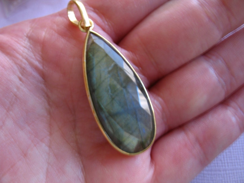 Gemstone Pendant Gem Stone Charm PAIR Aqua CHALCEDONY Etsy