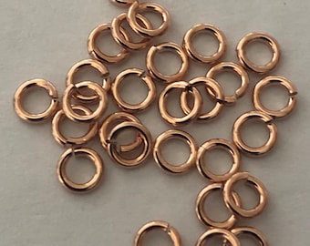 Anillas de salto rellenas de oro rosa de 14k, 4 mm, calibre 20