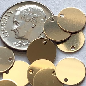 Gold Blanks, 9 mm, 1-100 pcs, 14k Gold Filled Blanks Discs Stamping, 3/8&quot; / Gold Round Circle Metal Blanks, 26 ga / blank110 solo