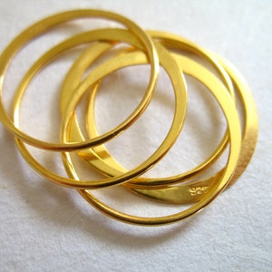 1 2 5 peças, conectores de links de anéis de eternidade infinito em ouro vermeil de ouro 24k, círculo meio martelado, 20 mm, calibre 18, artesão n57.20plain v solo
