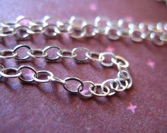 by the foot, Sterling Silver Cable Chain, 3.5x2.5 mm, Flat Oval Links, medium weight, 10-35% less wholesale mmss M55 hp