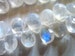 2-20 pc / 8-9 mm, MOONSTONE Briolettes Beads Rainbow Moonstone / Luxe AAA, Faceted Pear, blue flashes, brides bridal June birthstone 89 
