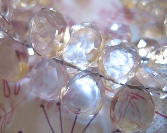 5-20 pcs / Clear CRYSTAL Quartz Briolettes Pear, Luxe AAA, 7-9 mm, Faceted, April birthstone brides bridal weddings crc solo bgg