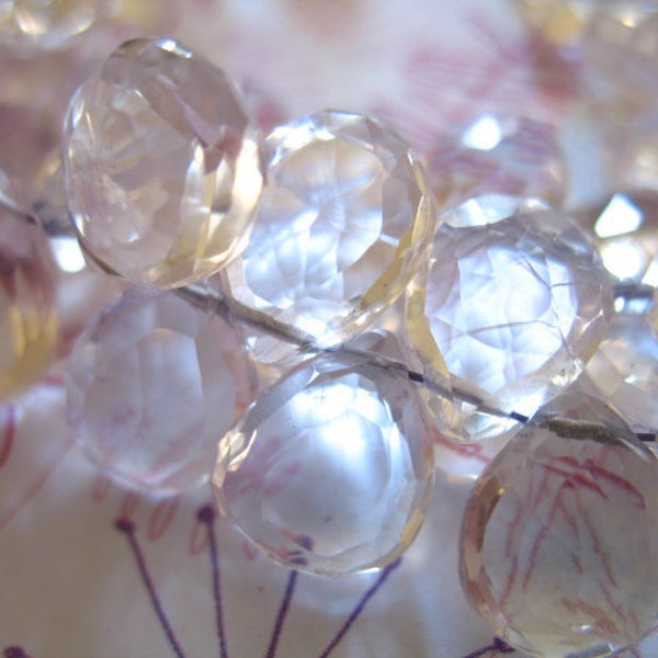 5-20 pcs / Clear CRYSTAL Quartz Briolettes Pear, Luxe AAA, 7-9 mm, Faceted, April birthstone brides bridal weddings crc solo bgg