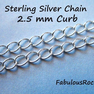 CURB Chain, 2.5 mm Extender Chain Necklace Chain Bracelet Chain / Sterling Silver Chain Bulk Footage Wholesale Unfinished Chain mmss m97 hp