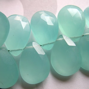 CHALCEDONY Pear Briolettes / 2-20 pcs, 10-12 mm, Large, SEAFOAM AQUA Blue Green, Faceted, wholesale brides bridal 1012 image 2