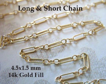 Gold Filled Necklace Chain, 1.5 mm Long & Short Chain, 14k Gold Fill Chain Bulk Footage Unfinished Jewelry Chain s8 sgf8 ssgf solo q