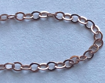 14k Rose Gold Filled Flat Cable Chain, 2x1.6 mm, Jewelry Making