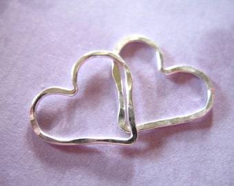 1-10 pcs, HEART Charm Pendant, Hammered Open Heart / Sterlling Silver or 14k Gold Fill, 15.5x14 mm, valentines love bridal weddings hht