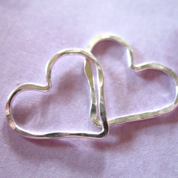 1-10 pcs, HEART Charm Pendant, Hammered Open Heart / Sterlling Silver or 14k Gold Fill, 15.5x14 mm, valentines love bridal weddings hht