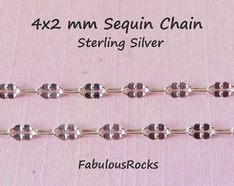 1-50 feet, Double Bar Chain Dapped SEQUIN CHAIN Sequin Necklace Chain Wholesale, 2 mm Sterling Silver Chain Bulk  chain, m26 mmss hp solo