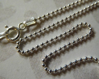 Sterling Silver Ball Chain Necklace: 1.5mm Finished Jewelry Chain