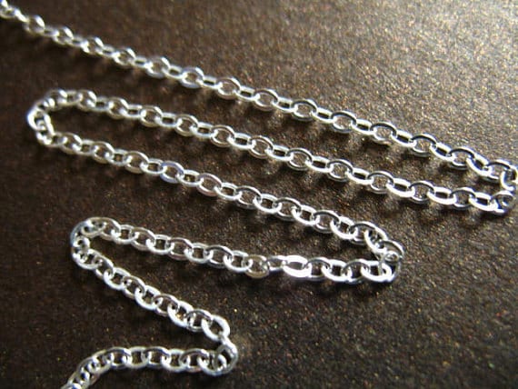 Wholesale Sterling Silver Diamond Shape Flat Cable Necklace Chain,  Wholesale Bulk Necklace Chains.