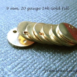 9 mm Gold Filled Blank Discs Tags Wholesale, 3/8&quot;, 20 gauge, THICK Circle, metal stamping blank blank110 blank9 v2