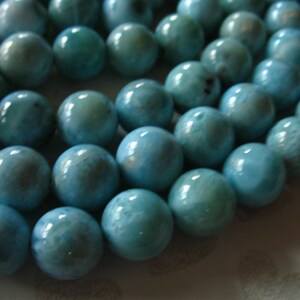 2-50 pieces / LARIMAR Beads, 7 mm Round Smooth Loose Gemstone Beads, LUXE AAA / Aqua Blue, Dominican Republic Gems roundgems.7b true solo image 5