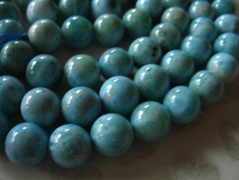 2-50 pieces / LARIMAR Beads, 7 mm Round Smooth Loose Gemstone Beads, LUXE AAA / Aqua Blue, Dominican Republic Gems roundgems.7b true solo image 5