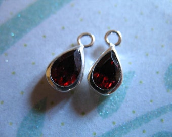 Gemstone Charm Pendant, Bezel Charm, 11x5.5 mm, Garnet Tear Drop January birthstone charms earring drop gcp3 gp ll