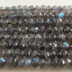 AAA Labradorite Rondelle Beads: Luxe Grey Gemstone with Blue Flash (3.5-4mm)