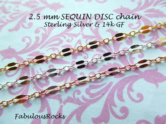 5 Metres of Chain Sequins ~ 7mm Round ~ Gold or Silver