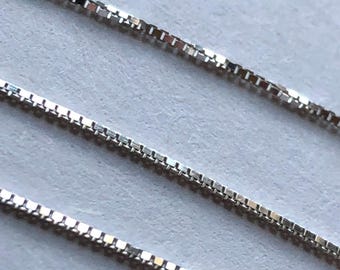 30" Sterling Silver Box Chain Necklace, 0.8mm