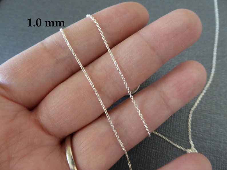 1-500 ft / Sterling Silver Chain Bulk, 1 mm Drawn Cable Chain, Wholesale Unfinished Footage Chain Supplies / petite dainty delicate S90 hp image 3