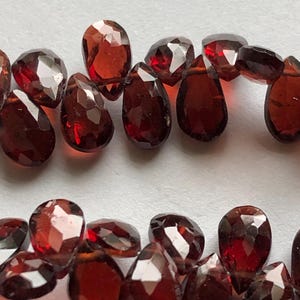 GARNET Pear Briolettes Gemstone Beads, Large MOZAMBIQUE Garnet, Luxe AAA, 6-8 mm, Burgundy Red Faceted Semiprecious Gem January birthstone