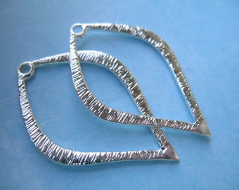 1 5 10 pair, Silver Hoop Ear Wires Earwires CHANDELIERS, Marquis Leaf Links Chandelier Hoops, 35x22 mm, Silver Brass, ber chand b6 ce