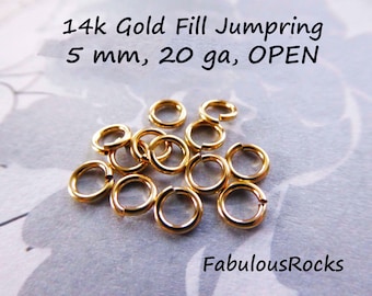 14k Gold Filled Jump Rings, 5mm 20 Gauge, Bulk Supplies