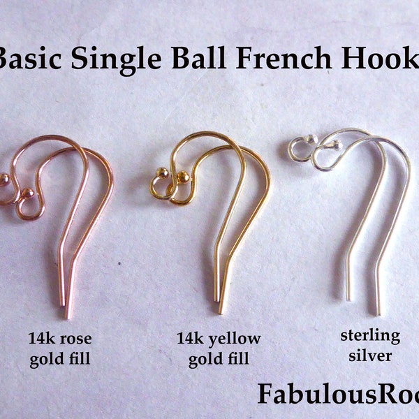 1 to 50 pairs  14k Gold Filled French Hook Earrings Earwire Ear Wires BULK, 21x12 mm  Single Ball Simple Basic Earrings Wholesale fhe.sb