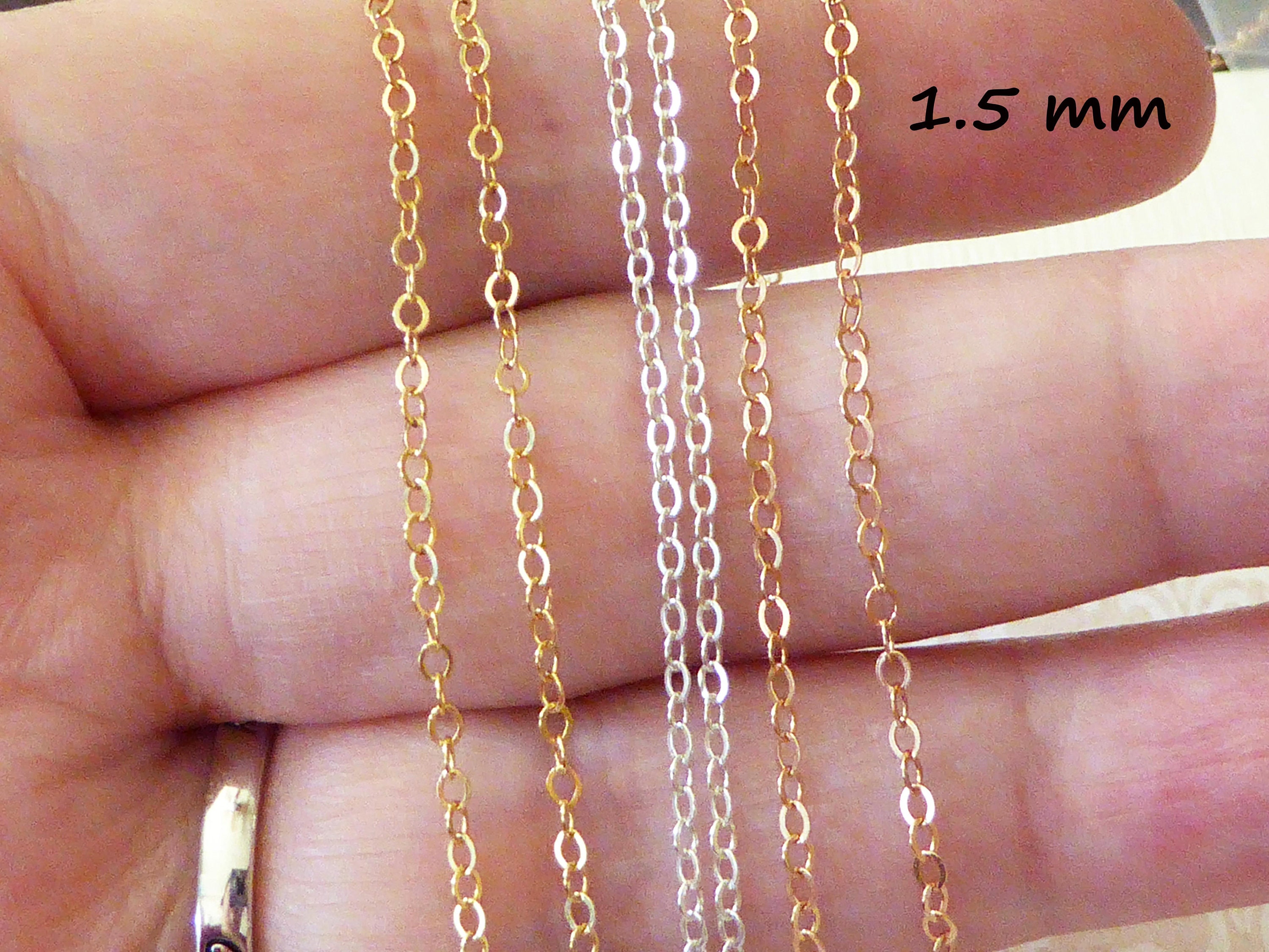 1FT 1.4x1.2mm 14k Gold Filled Chain by Foot, Cut to Size Cable