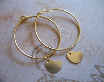 15 mm hoops,  Sterling silver or 14 Gold Filled Earrings Medium Interchangeable Beading Hoop Wholesale / ihm.p gfh15 bh V1