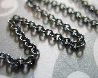 Oxidized Sterling Silver Cable Chain, Heavy Thick, 2x1.6 mm