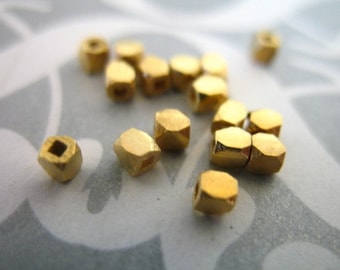 25-100 pcs, 24k Gold Vermeil Beads Spacer Beads, Cube Faceted Square, 2 mm, SOLID, wholesale findings sale .. vsb2 .. solo