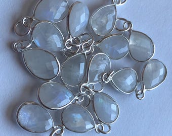 Gemstone Pendant Charm / Bezel Set Teardrop Gem Stone Gemstone / 14x8.25 mm, 24k Gold Vermeil or Sterling Silver / gcp4 gp gdc