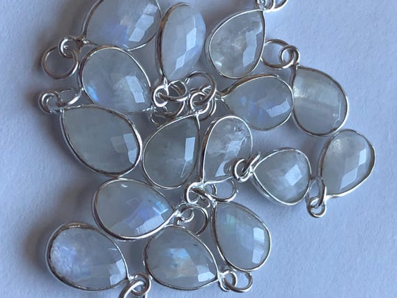 Gemstone Pendant Charm Bezel Set Teardrop Gem Stone Gemstone  mm, 24k Gold Vermeil or Sterling Silver gcp4 gp gdc