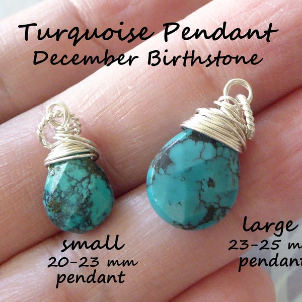 TURQUOISE Charm Pendant Turquoise Birthstone Jewelry, Décembre Gemstone Jewelry, Handmade Wire Wrap Gem Charm Gem Pendant / gd2705 gemdone