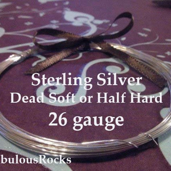 925 SS Sterling Silver Wire Bulk, 26 gauge, Round Half Hard or Dead Soft Wire Wholesale / for wire wrapping WSS26 w26  hp