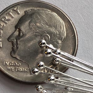 100 pcs, 2&quot;, Sterling Silver BALL Headpins Head Pins, 26 ga, 1.5 mm Ball, solo wholesale..SHP26.50 hp
